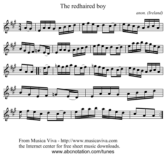 The redhaired boy - staff notation