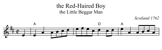 the Red-Haired Boy - staff notation