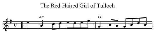 The Red-Haired Girl of Tulloch - staff notation