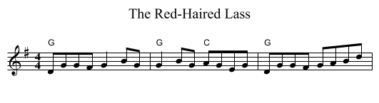 The Red-Haired Lass - staff notation