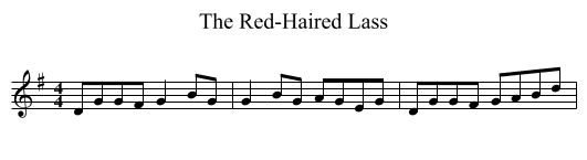 The Red-Haired Lass - staff notation