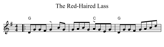 The Red-Haired Lass - staff notation