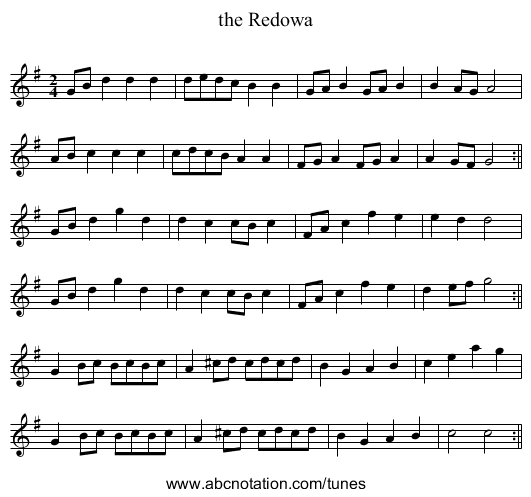 the Redowa - staff notation