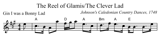 The Reel of Glamis/The Clever Lad - staff notation