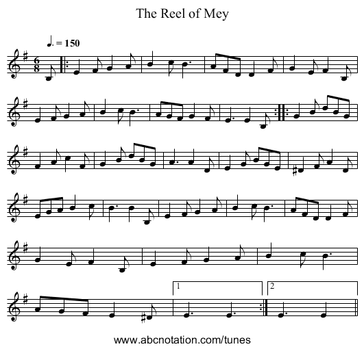 The Reel of Mey - staff notation