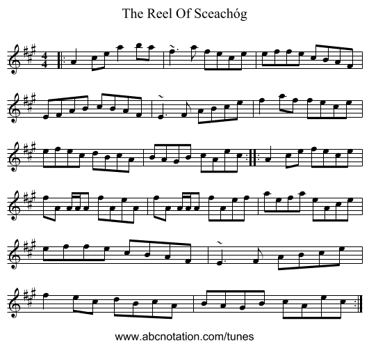 The Reel Of Sceachóg - staff notation