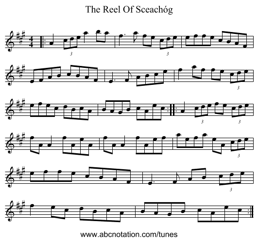 The Reel Of Sceachóg - staff notation