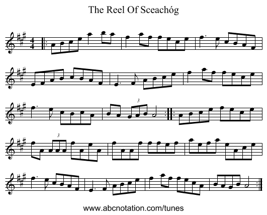 The Reel Of Sceachóg - staff notation