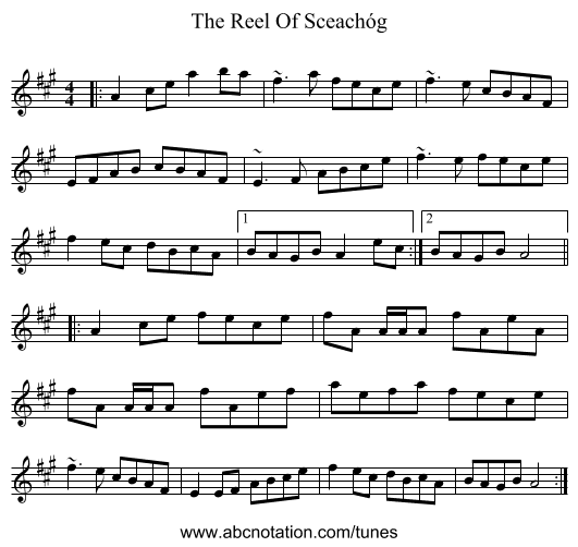 The Reel Of Sceachóg - staff notation