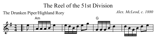 The Reel of the 51st Division - staff notation