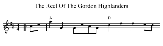 The Reel Of The Gordon Highlanders - staff notation