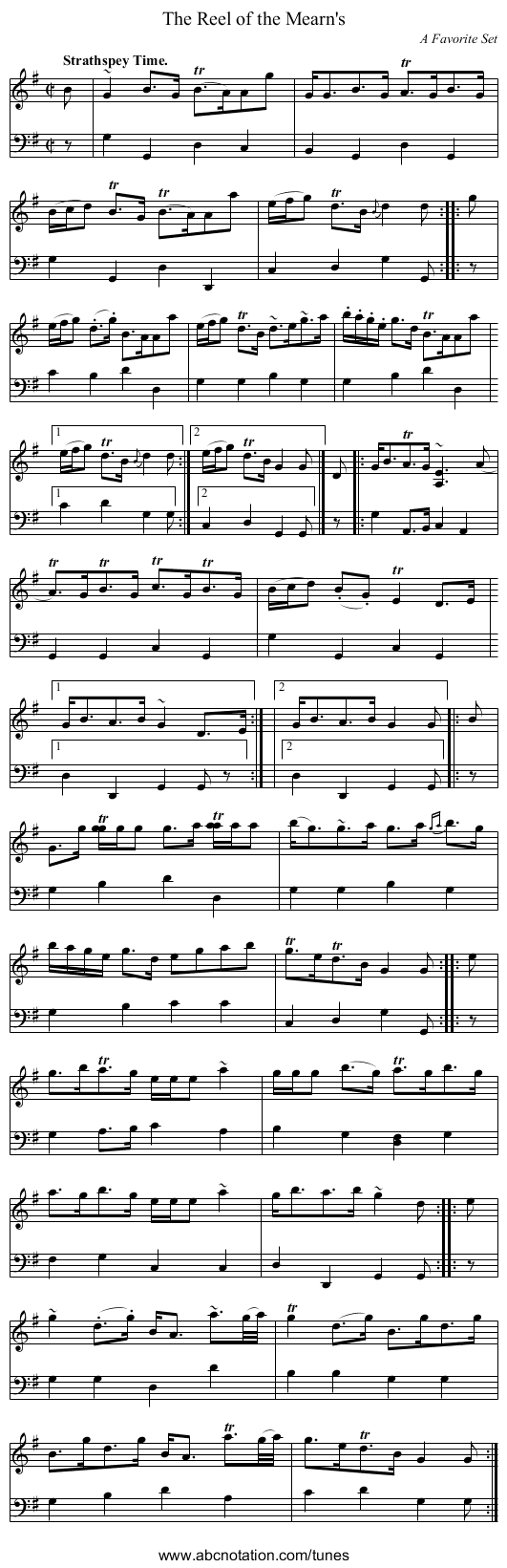 The Reel of the Mearn's - staff notation