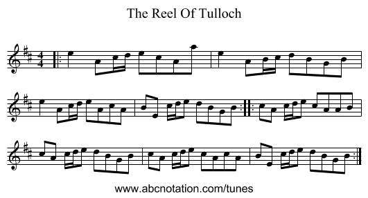 The Reel Of Tulloch - staff notation