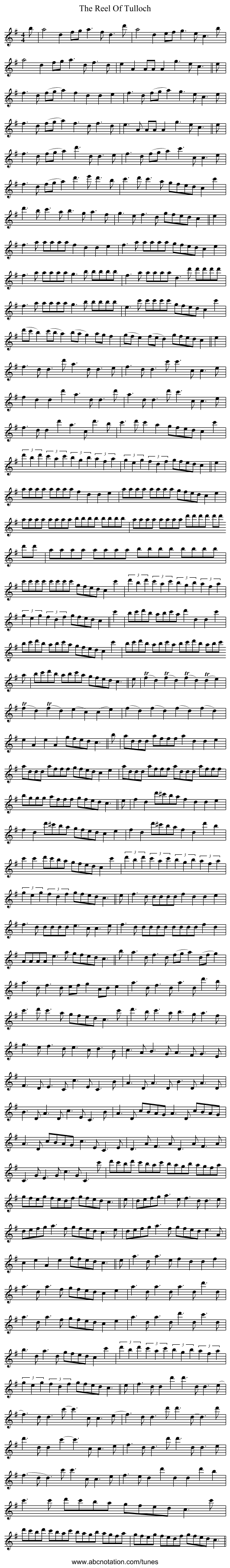 The Reel Of Tulloch - staff notation