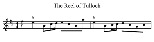 The Reel of Tulloch - staff notation