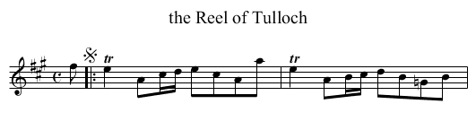 the Reel of Tulloch - staff notation