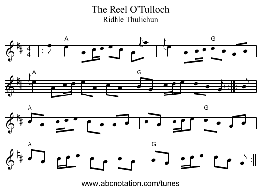 The Reel O'Tulloch - staff notation
