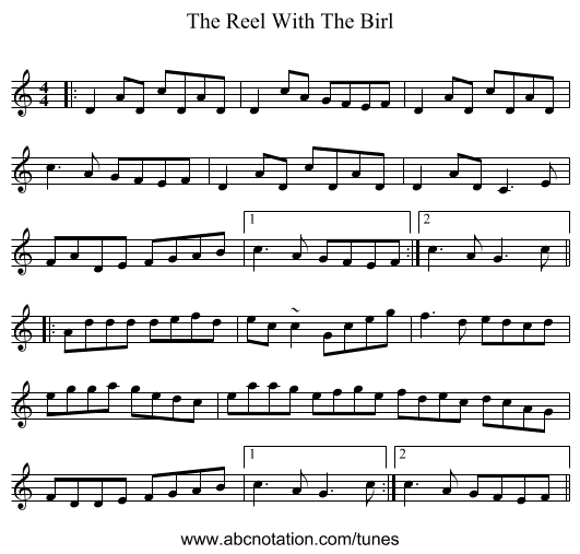The Reel With The Birl - staff notation