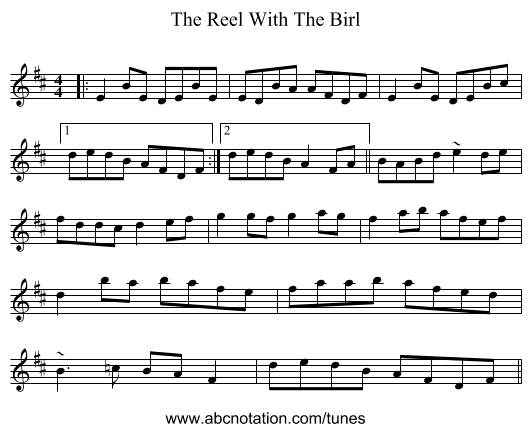 The Reel With The Birl - staff notation
