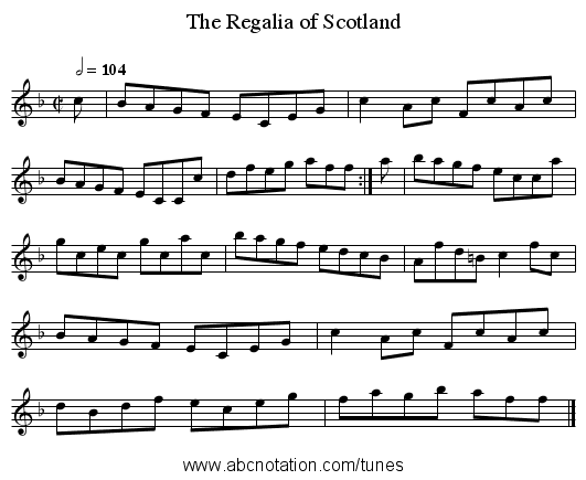 The Regalia of Scotland - staff notation