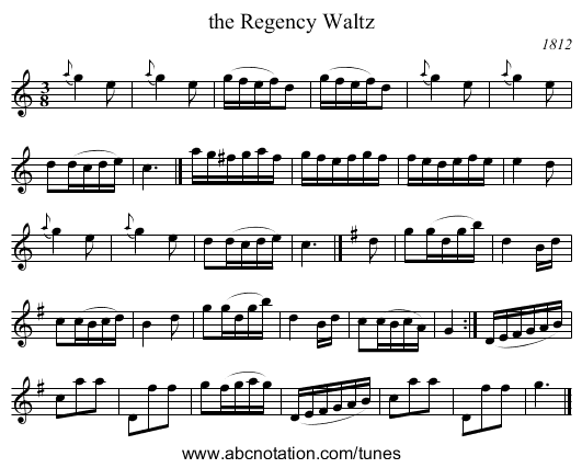 the Regency Waltz - staff notation