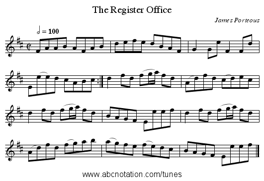 The Register Office - staff notation