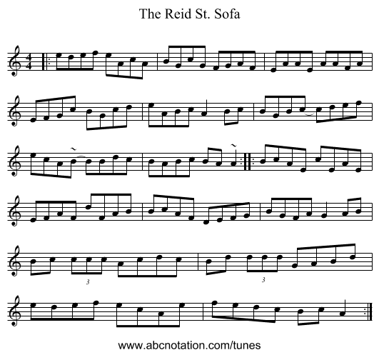 The Reid St. Sofa - staff notation