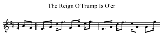 The Reign O'Trump Is O'er - staff notation
