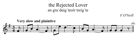 the Rejected Lover - staff notation