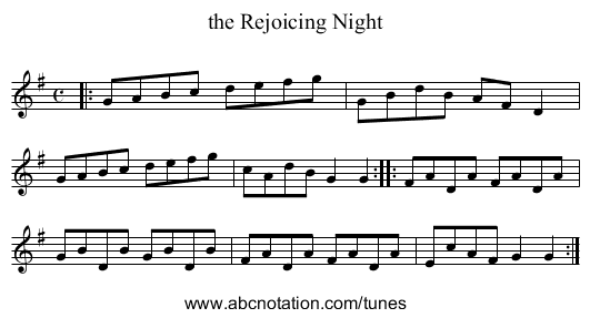 the Rejoicing Night - staff notation