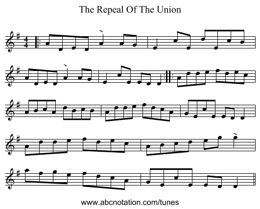 The Repeal Of The Union - staff notation