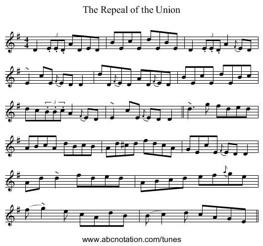 The Repeal of the Union - staff notation
