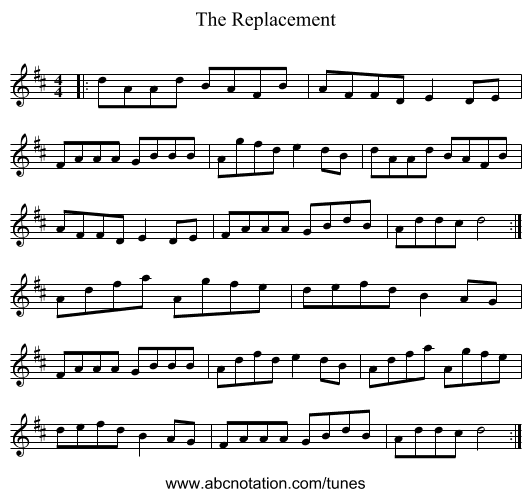 The Replacement - staff notation