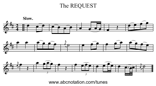The REQUEST - staff notation