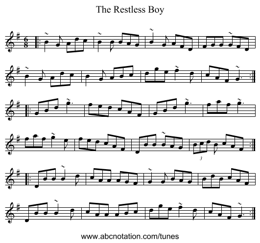 The Restless Boy - staff notation