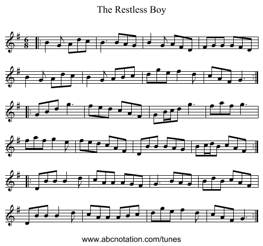 The Restless Boy - staff notation