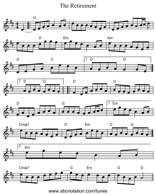 The Retirement - staff notation