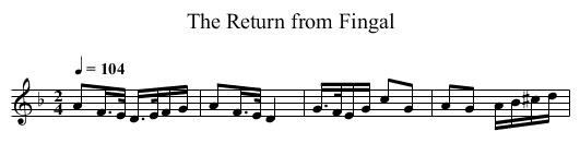The Return from Fingal - staff notation