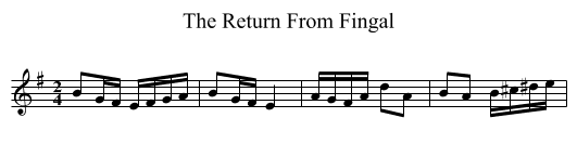 The Return From Fingal - staff notation