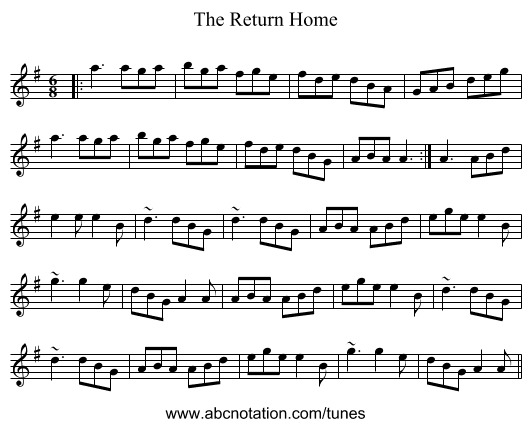 The Return Home - staff notation