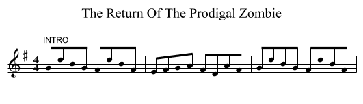 The Return Of The Prodigal Zombie - staff notation