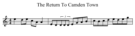 The Return To Camden Town - staff notation