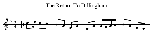 The Return To Dillingham - staff notation