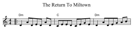 The Return To Miltown - staff notation
