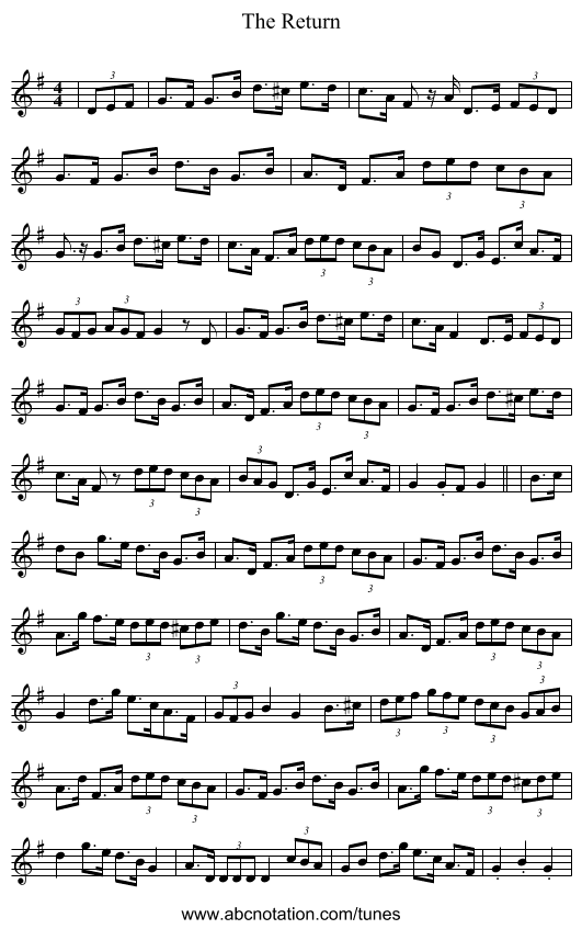 The Return - staff notation