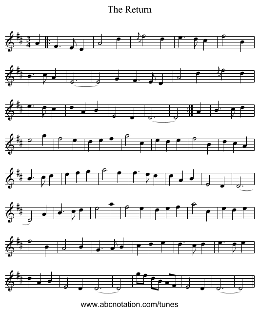 The Return - staff notation