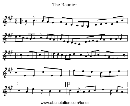 The Reunion - staff notation