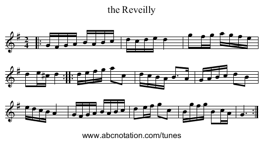 the Reveilly - staff notation