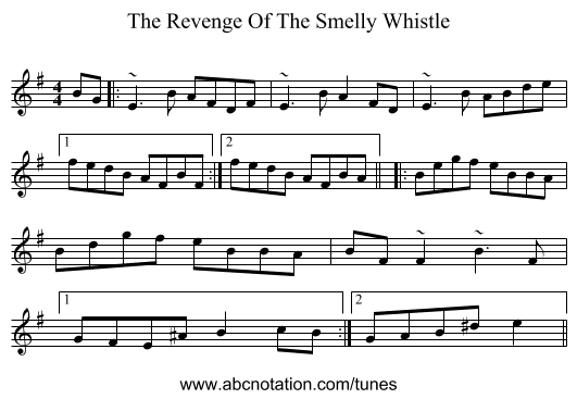 The Revenge Of The Smelly Whistle - staff notation