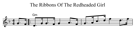The Ribbons Of The Redheaded Girl - staff notation